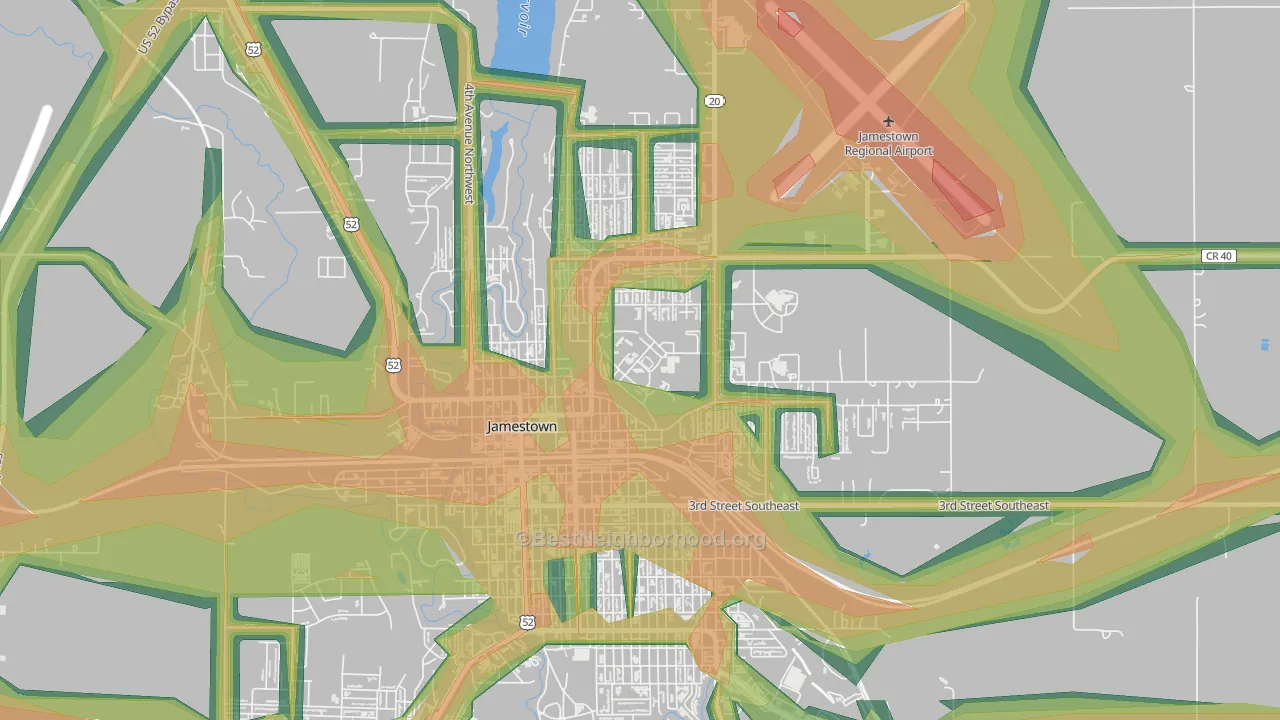 58405, ND Map of Noise Levels in 58405