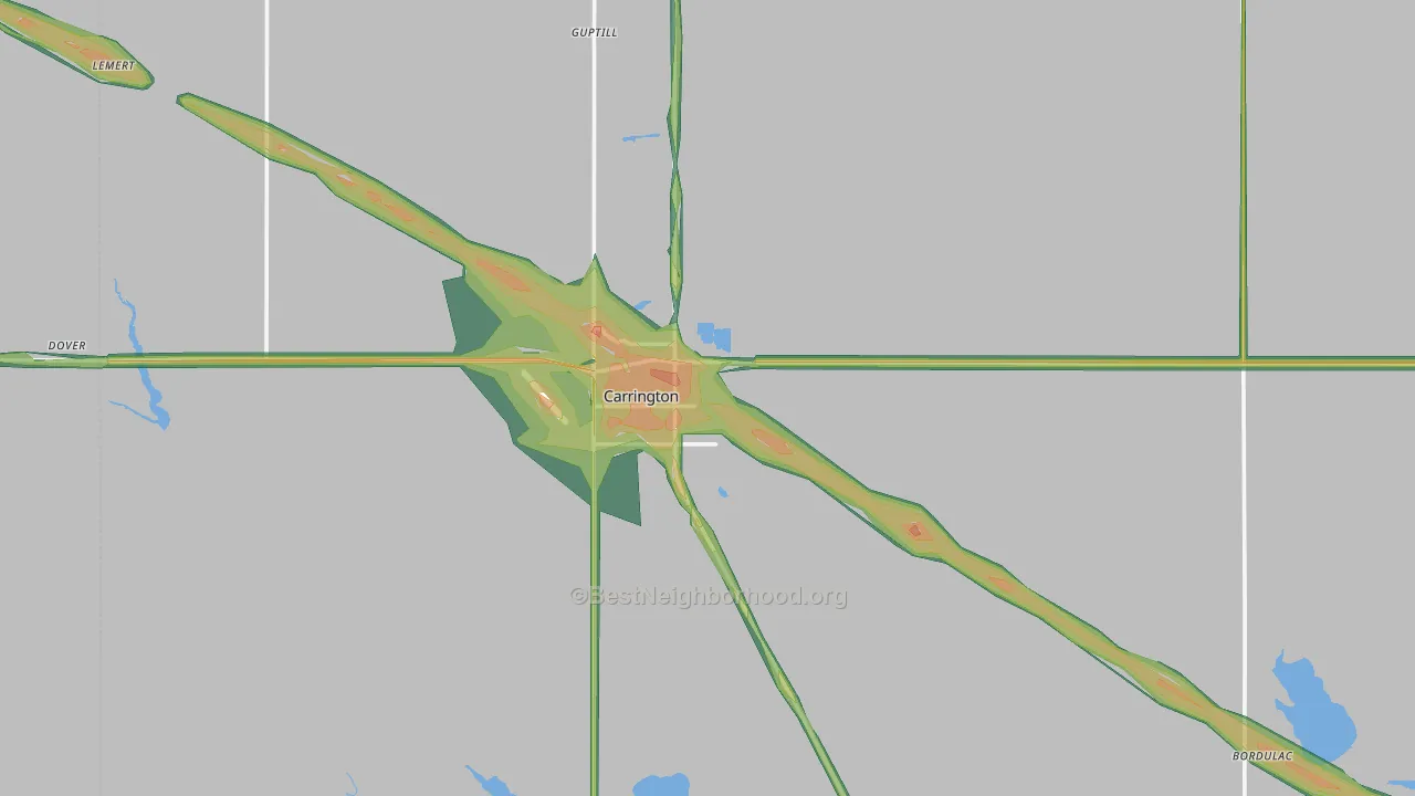 58421, ND Map of Noise Levels in 58421