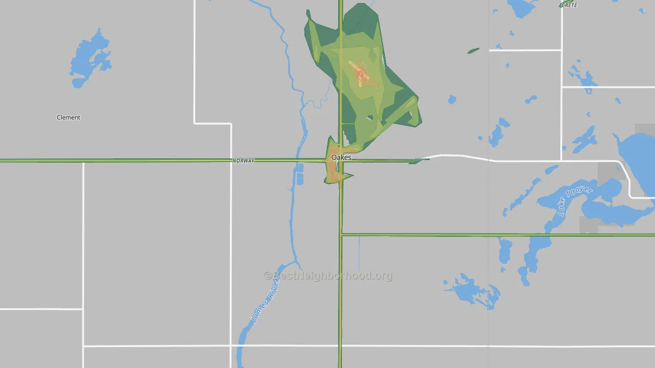 58474, ND Map of Noise Levels in 58474