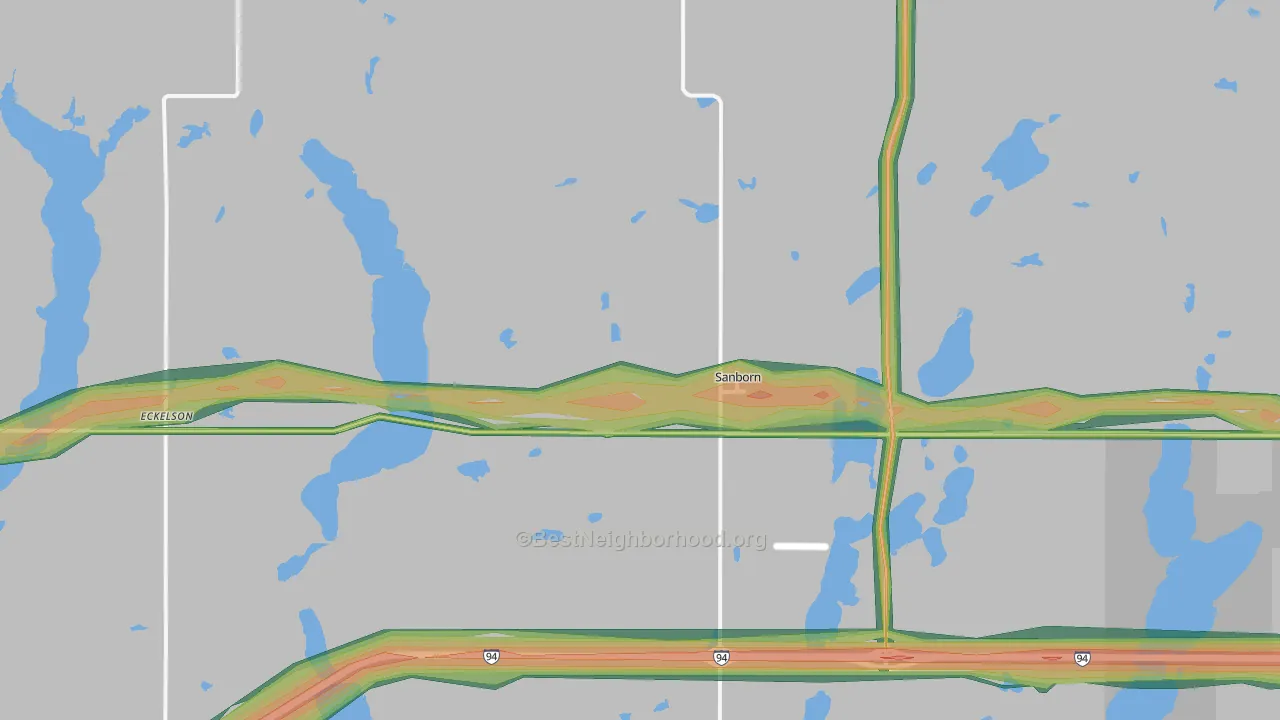 58480, ND Map of Noise Levels in 58480