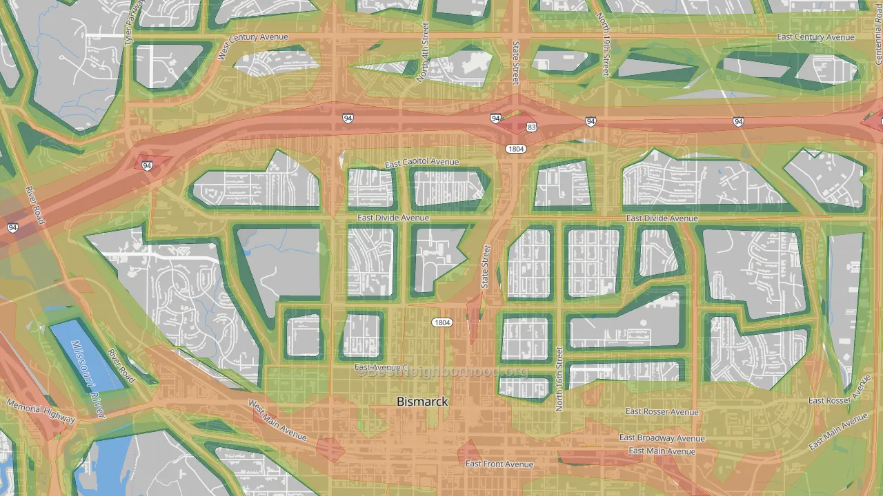 58505, ND Map of Noise Levels in 58505