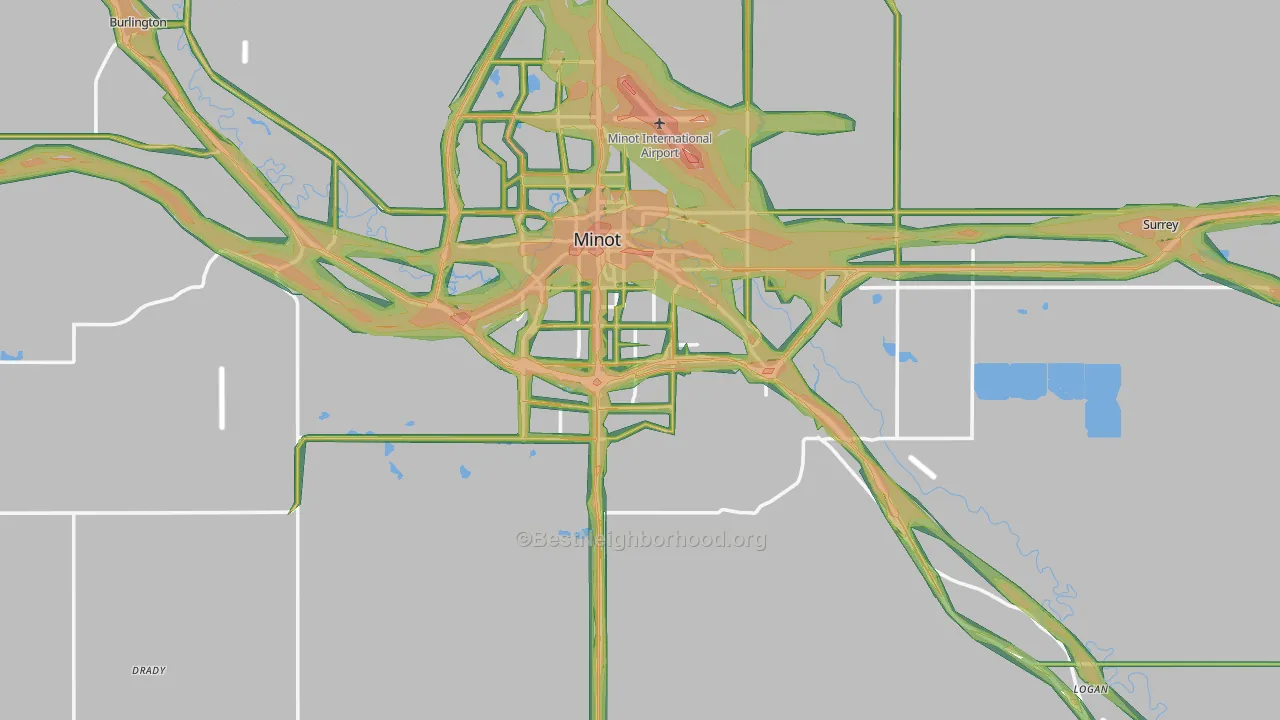 58701, ND Map of Noise Levels in 58701