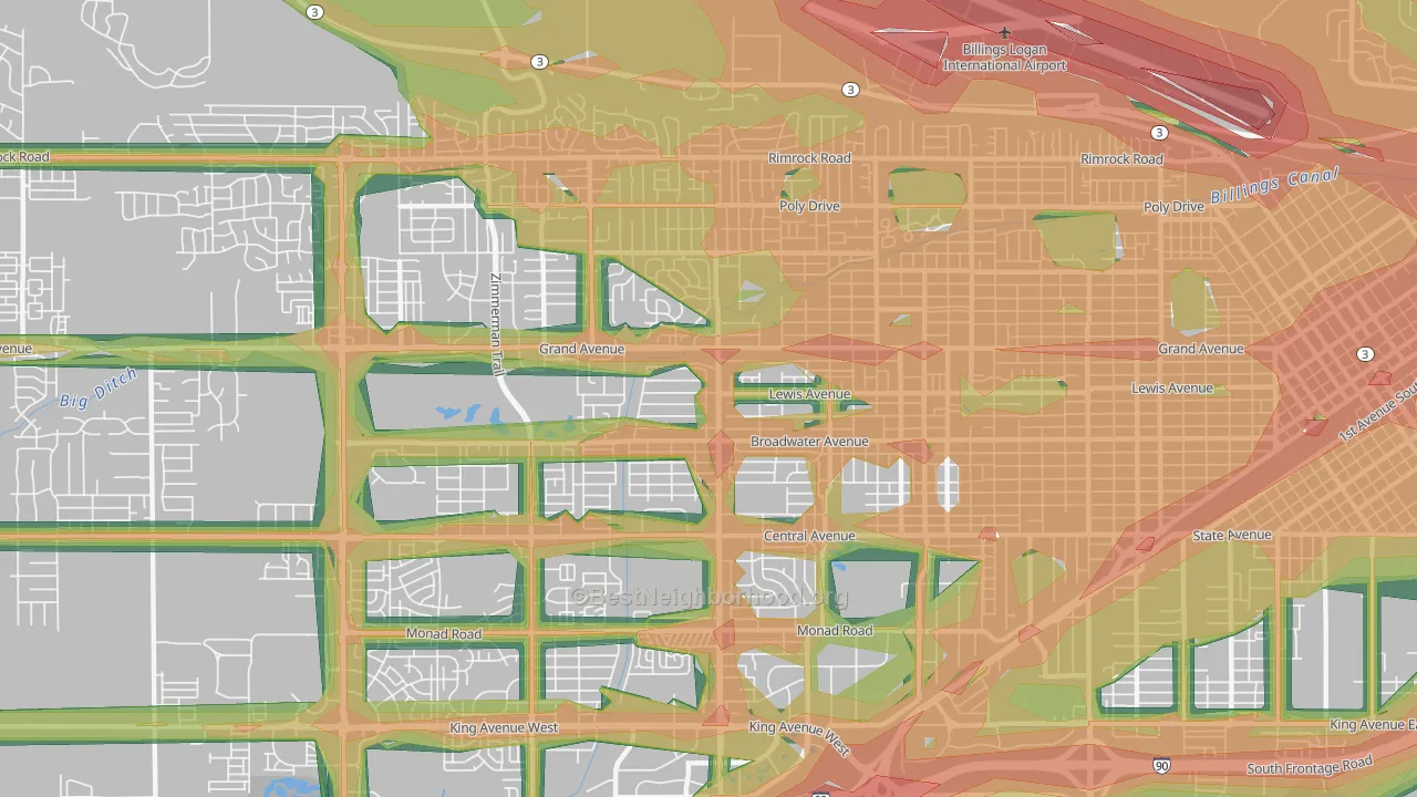 59102, MT Map of Noise Levels in 59102