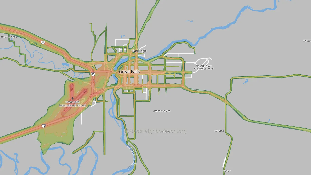 59405, MT Map of Noise Levels in 59405