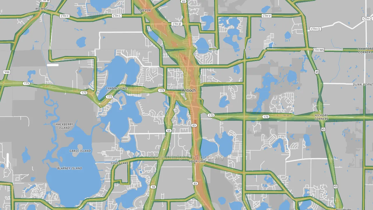 60002, IL Map of Noise Levels in 60002