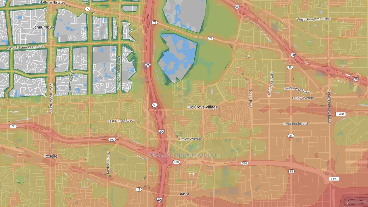60007, IL Map of Noise Levels in 60007