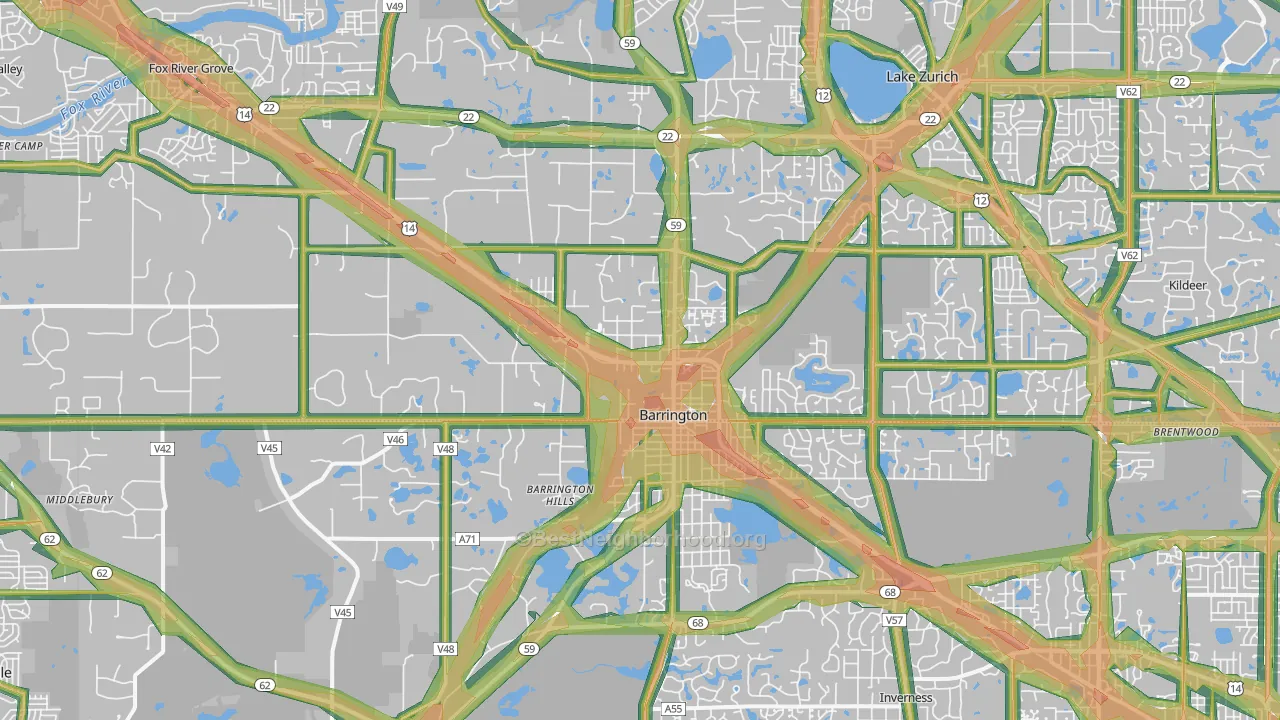 60010, IL Map of Noise Levels in 60010