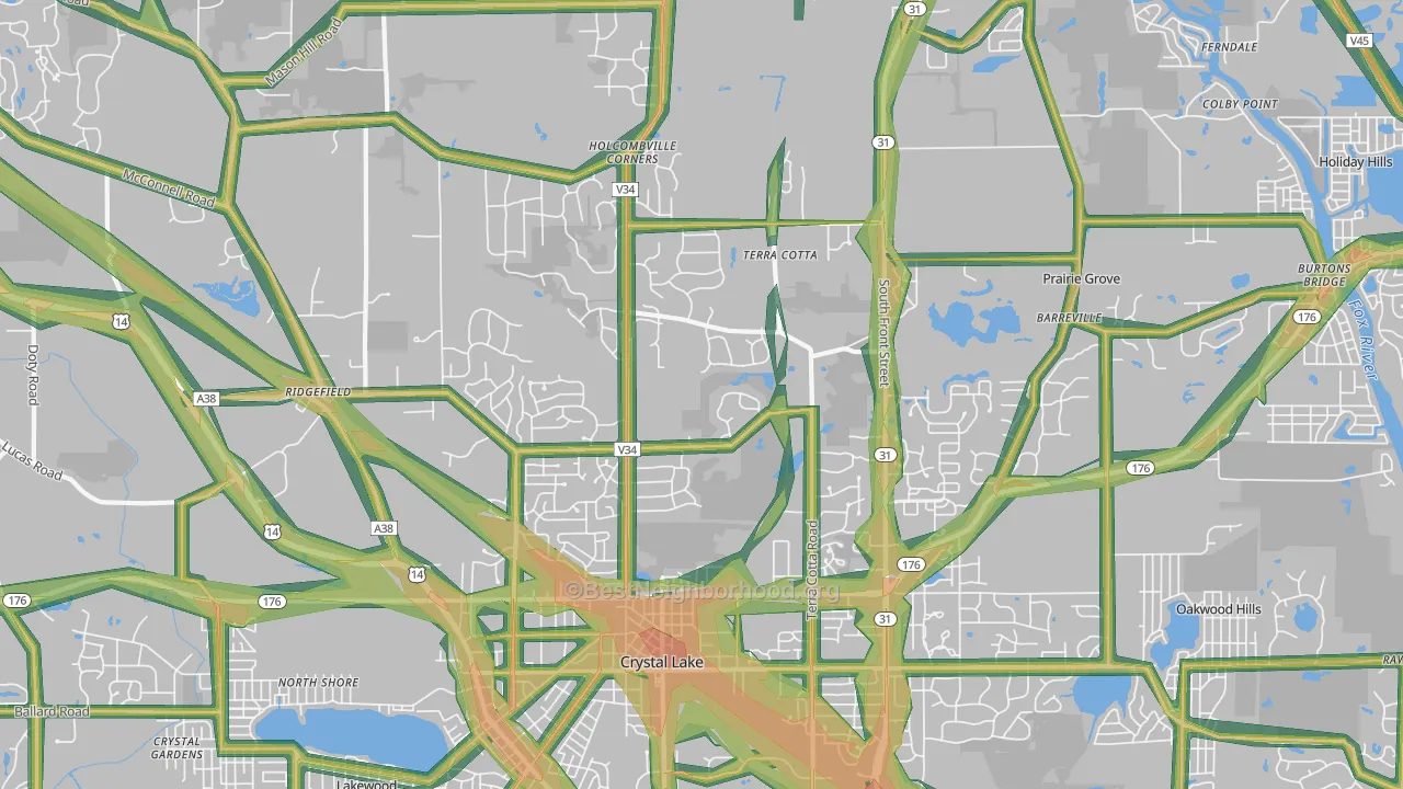 60012, IL Map of Noise Levels in 60012