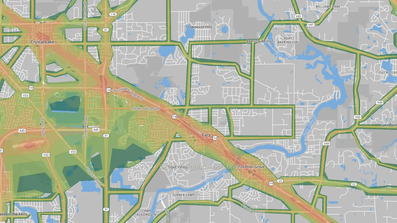 60013, IL Map of Noise Levels in 60013