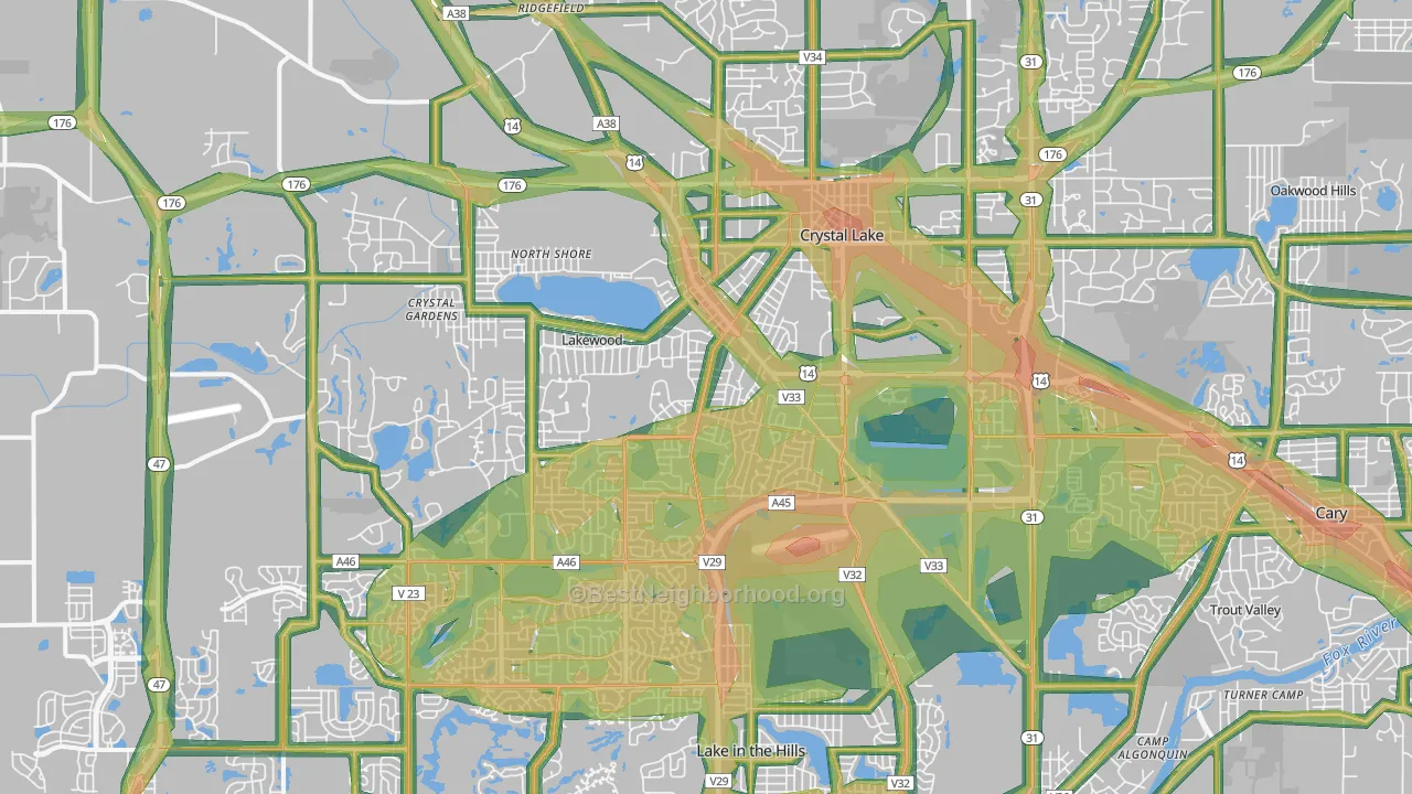 60014, IL Map of Noise Levels in 60014