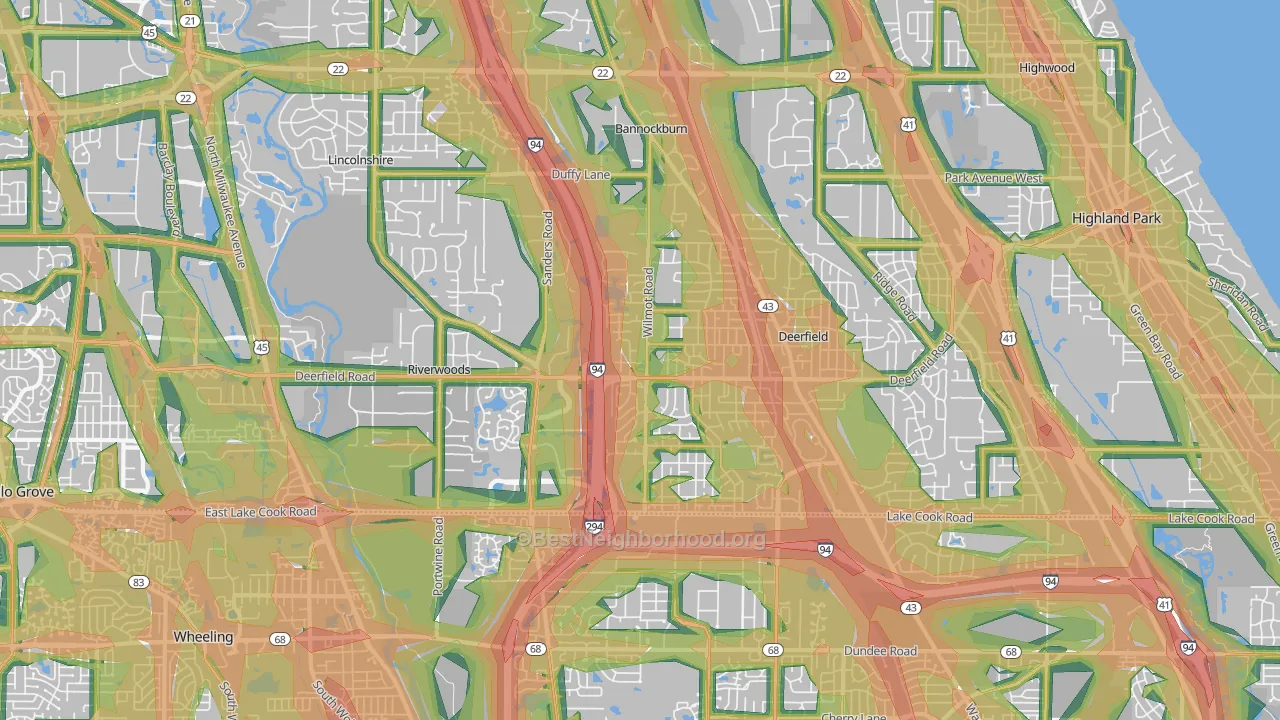 60015, IL Map of Noise Levels in 60015