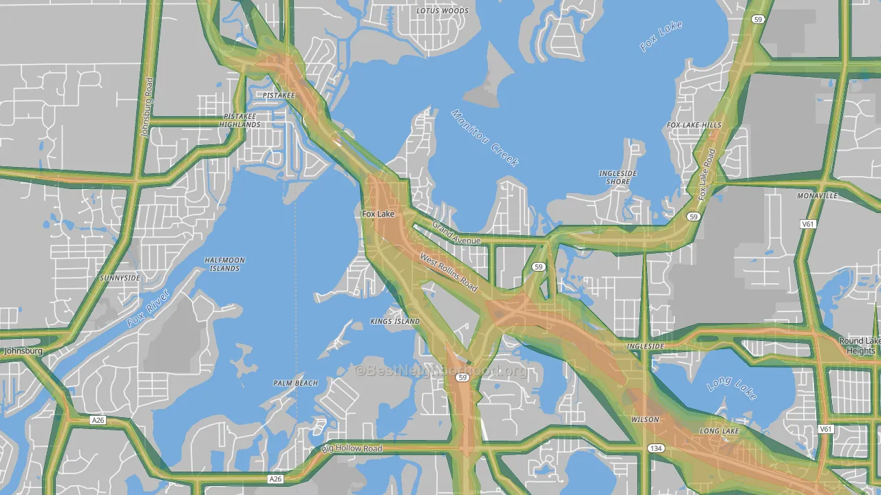 60020, IL Map of Noise Levels in 60020