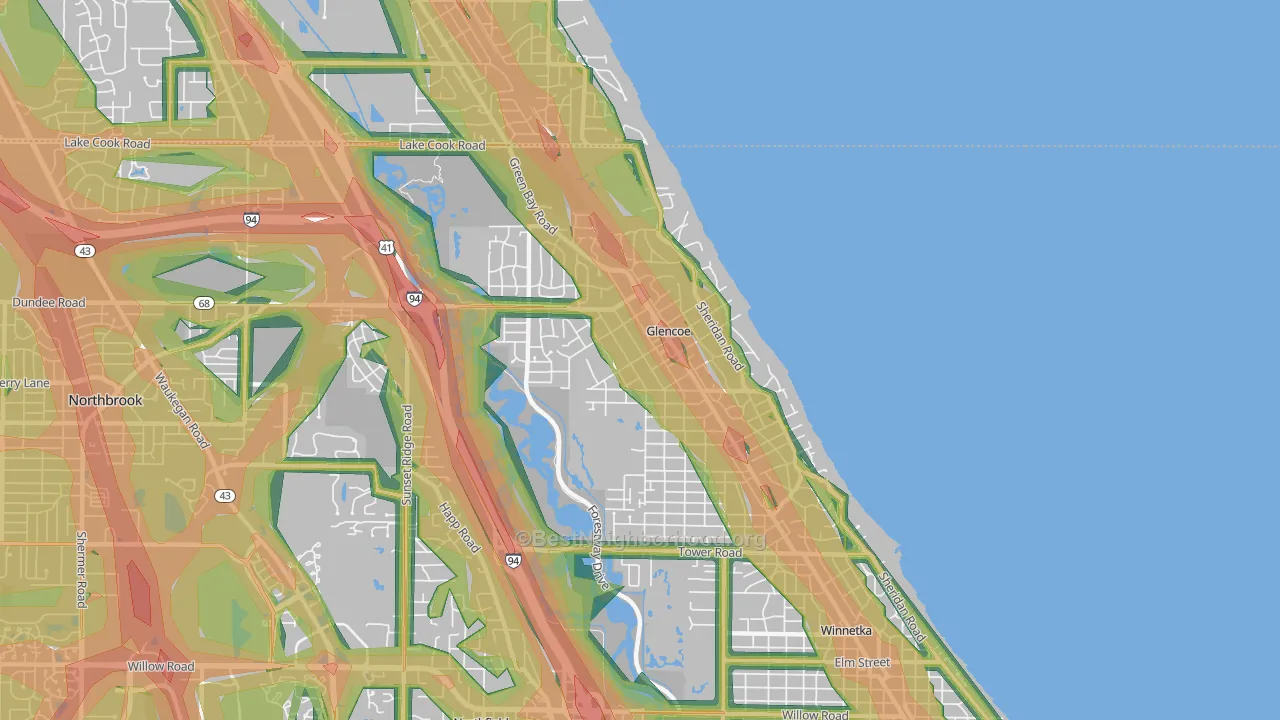 60022, IL Map of Noise Levels in 60022