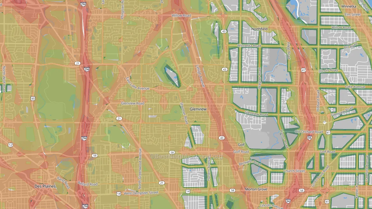 60025, IL Map of Noise Levels in 60025
