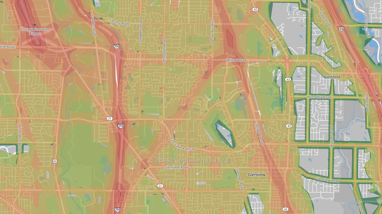 60026, IL Map of Noise Levels in 60026