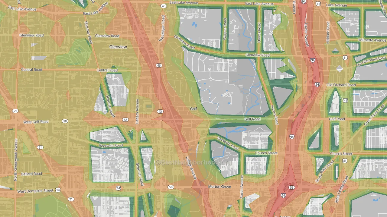60029, IL Map of Noise Levels in 60029