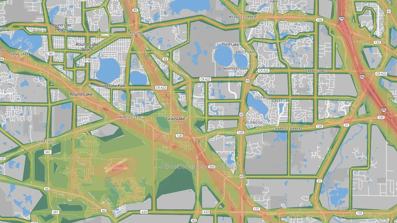 60030, IL Map of Noise Levels in 60030