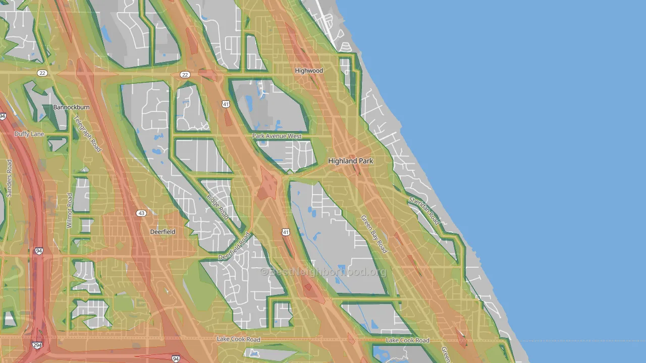 60035, IL Map of Noise Levels in 60035