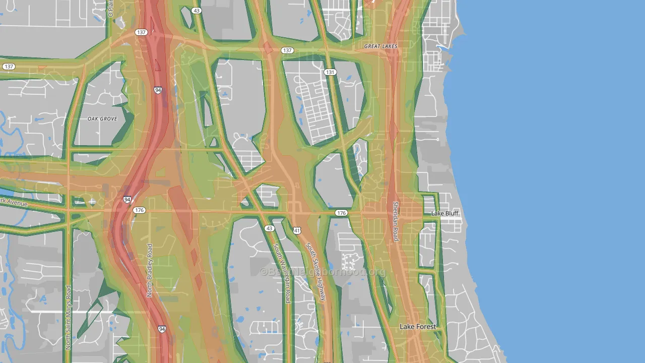 60044, IL Map of Noise Levels in 60044