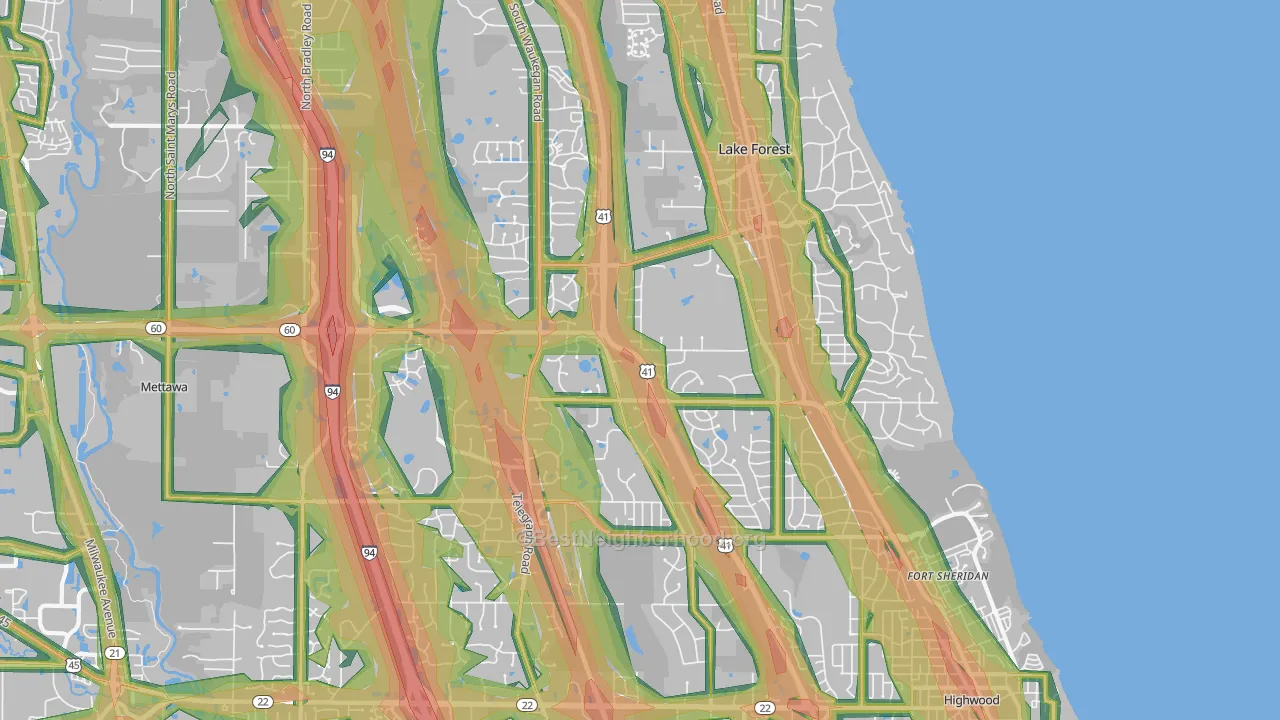 60045, IL Map of Noise Levels in 60045