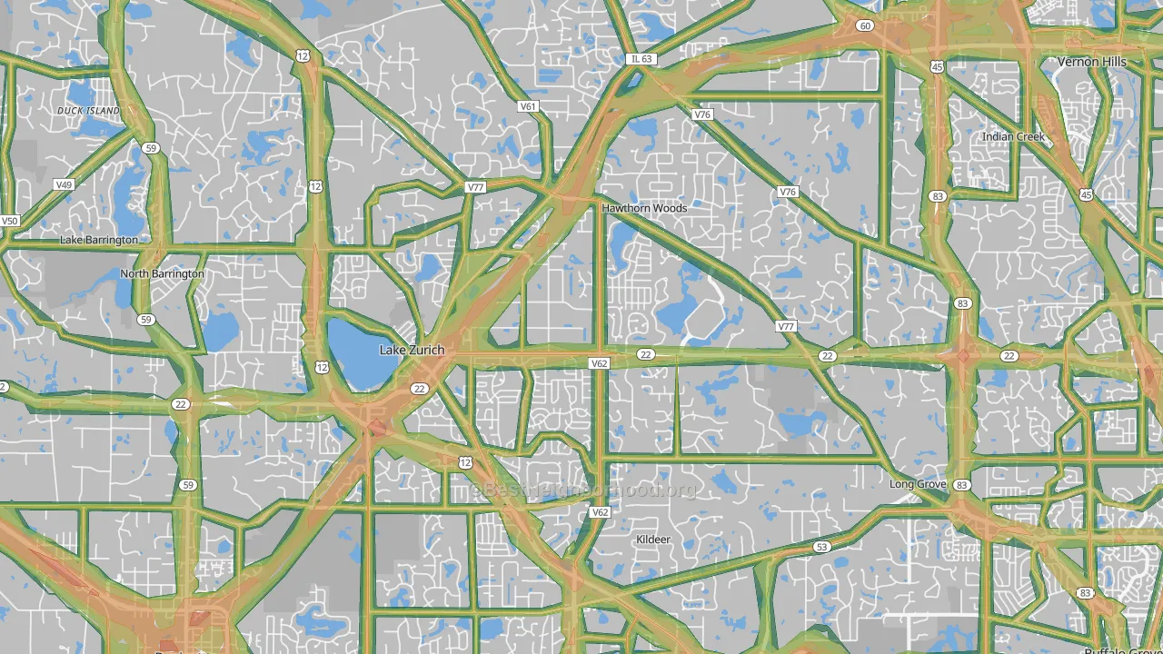 60047, IL Map of Noise Levels in 60047