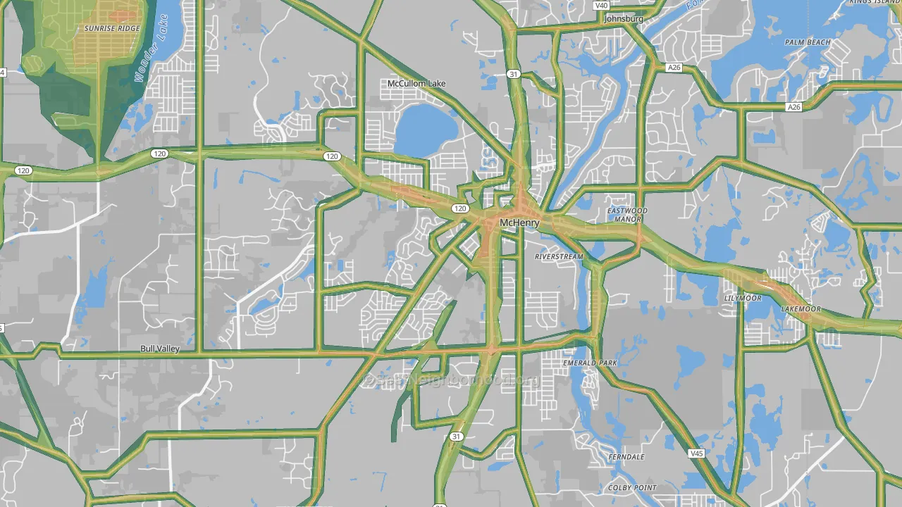 60050, IL Map of Noise Levels in 60050