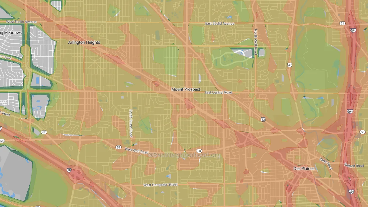 60056, IL Map of Noise Levels in 60056