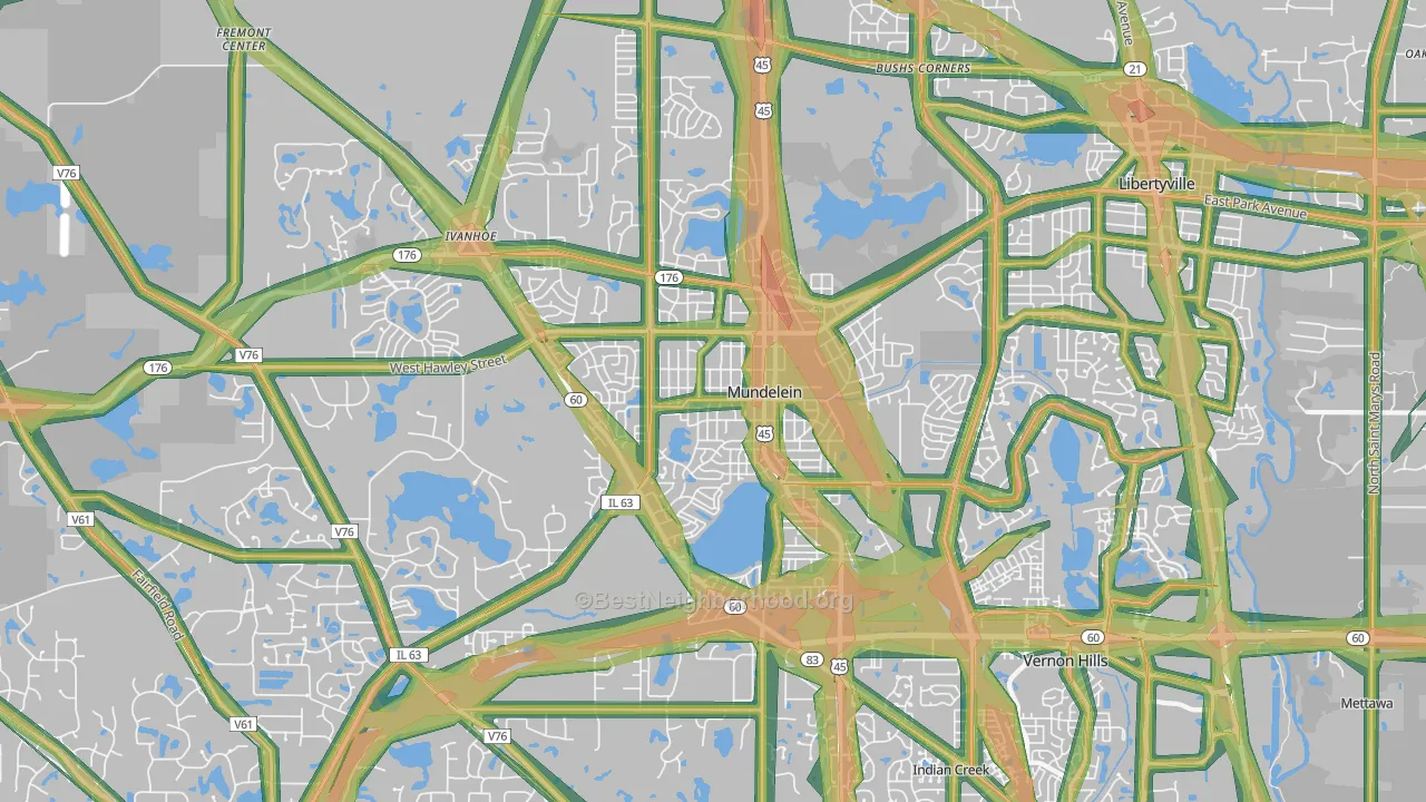 60060, IL Map of Noise Levels in 60060