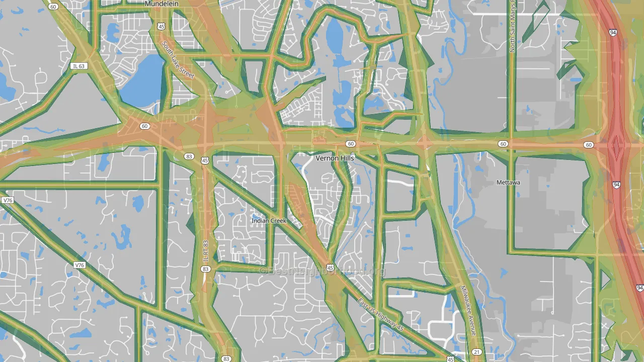 60061, IL Map of Noise Levels in 60061