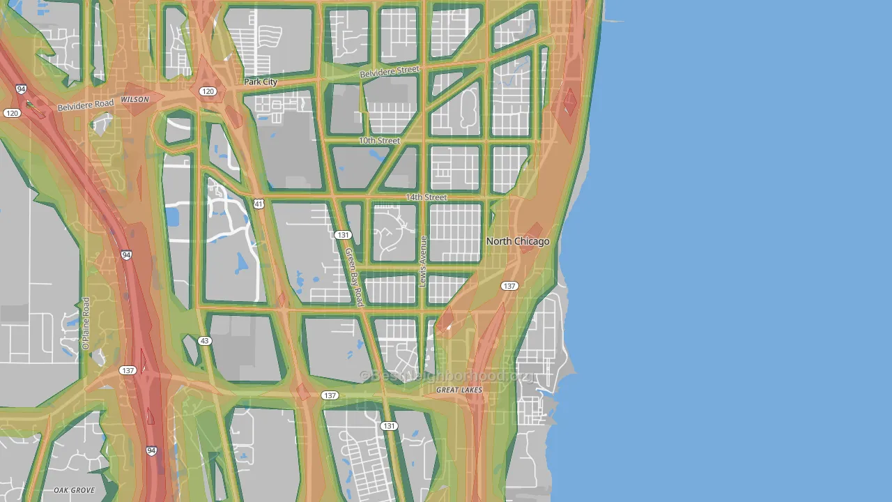 60064, IL Map of Noise Levels in 60064