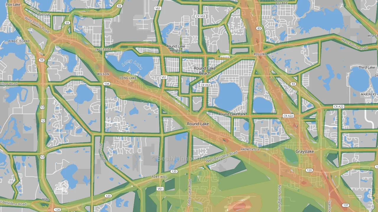60073, IL Map of Noise Levels in 60073