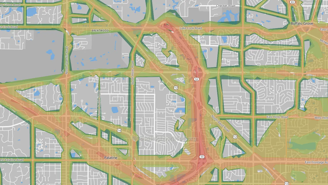 60074, IL Map of Noise Levels in 60074