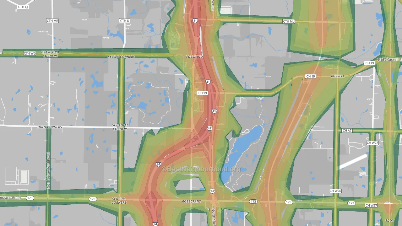 60075, IL Map of Noise Levels in 60075