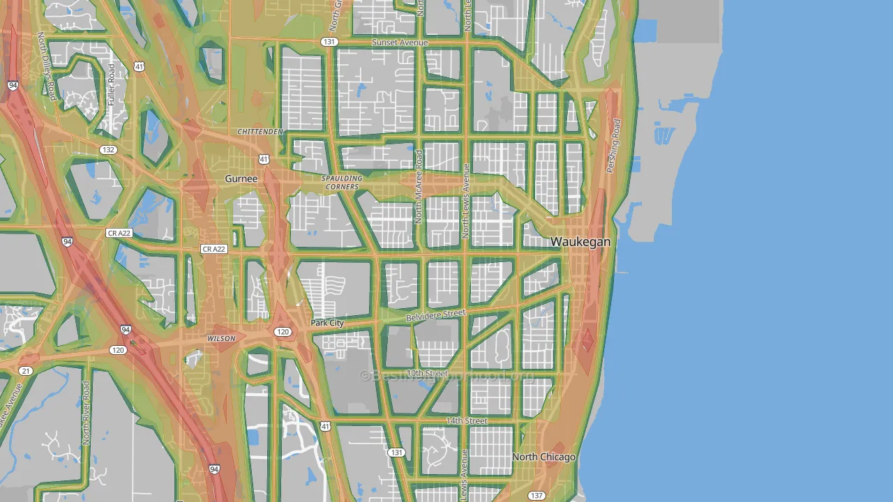 60085, IL Map of Noise Levels in 60085