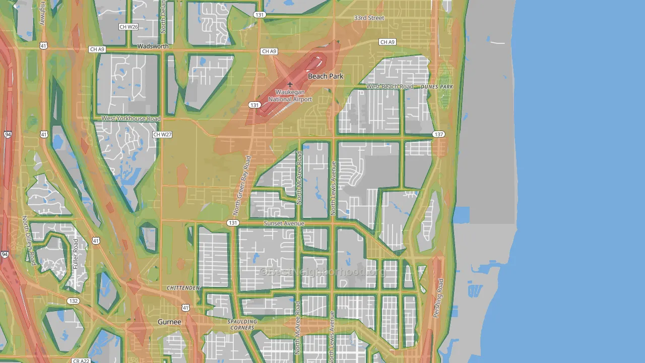 60087, IL Map of Noise Levels in 60087