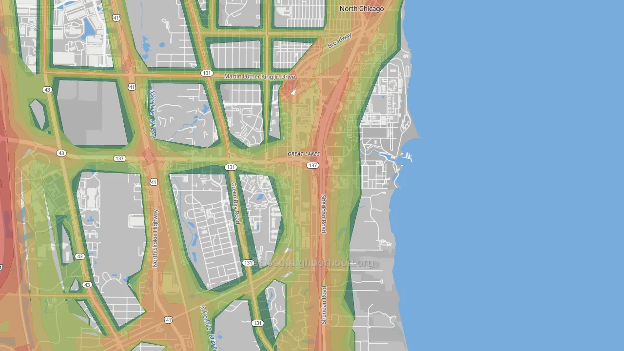 60088, IL Map of Noise Levels in 60088