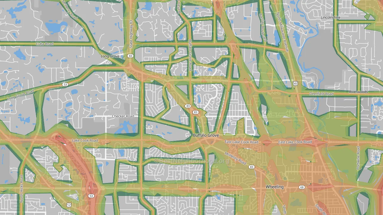 60089, IL Map of Noise Levels in 60089