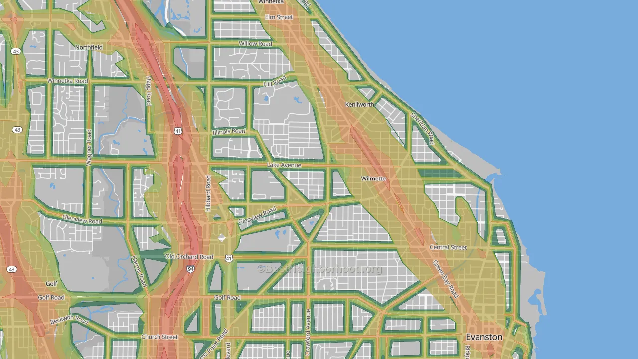 60091, IL Map of Noise Levels in 60091