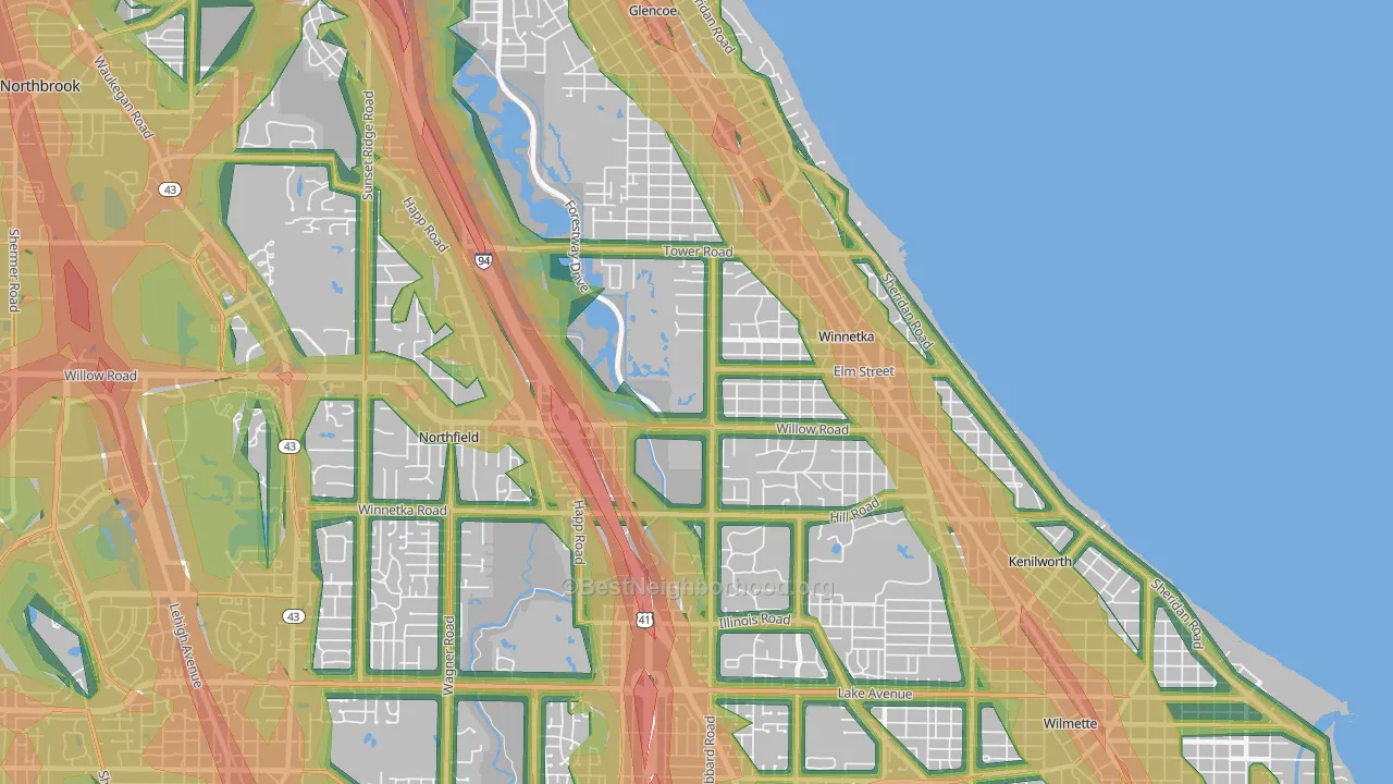 60093, IL Map of Noise Levels in 60093