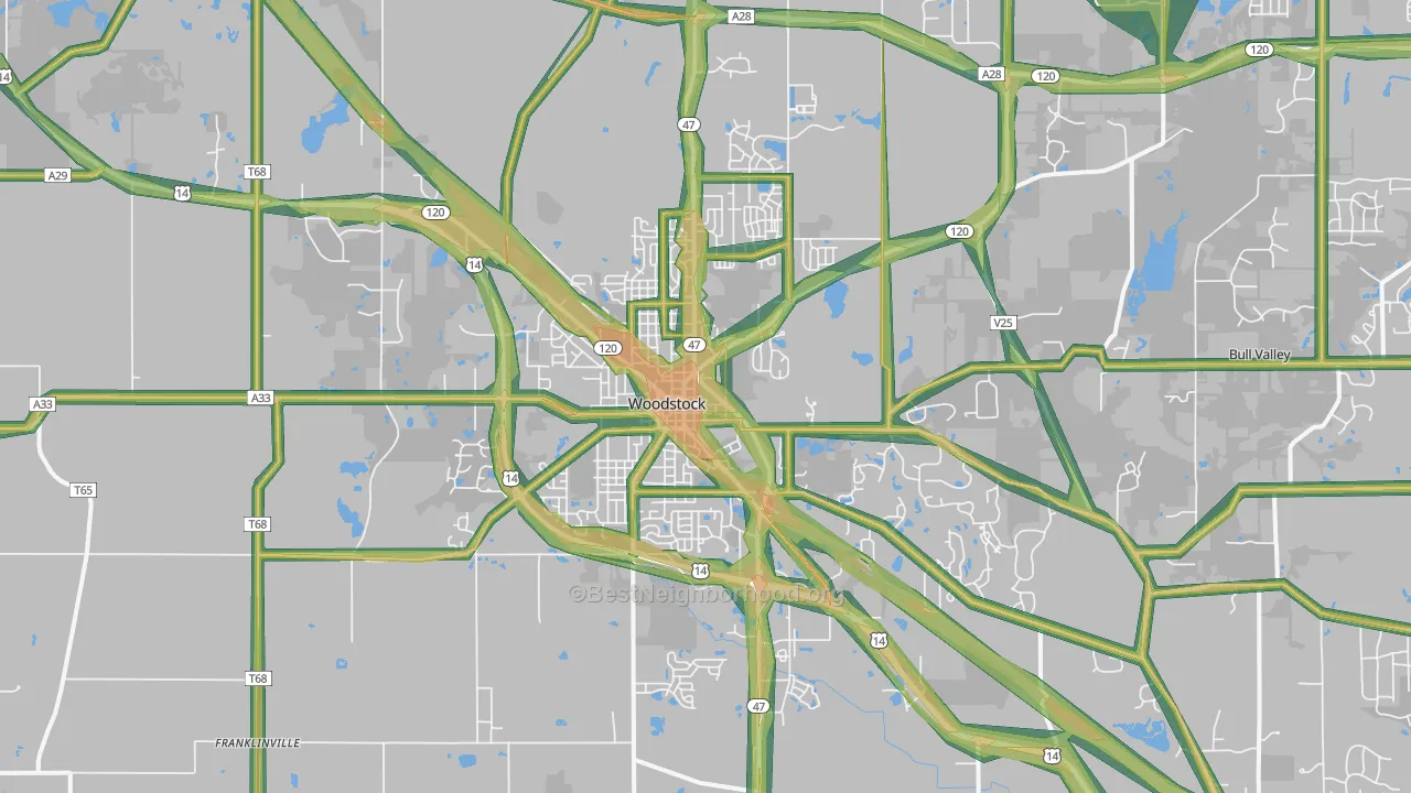 60098, IL Map of Noise Levels in 60098