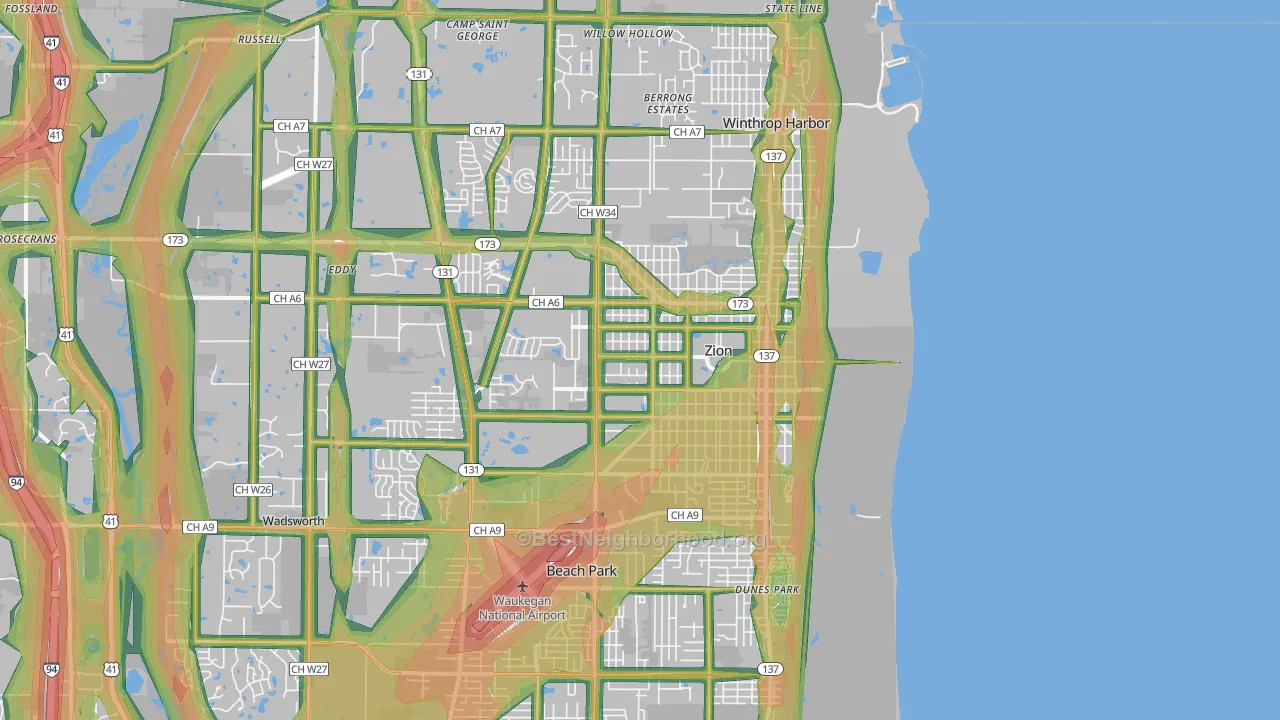 60099, IL Map of Noise Levels in 60099