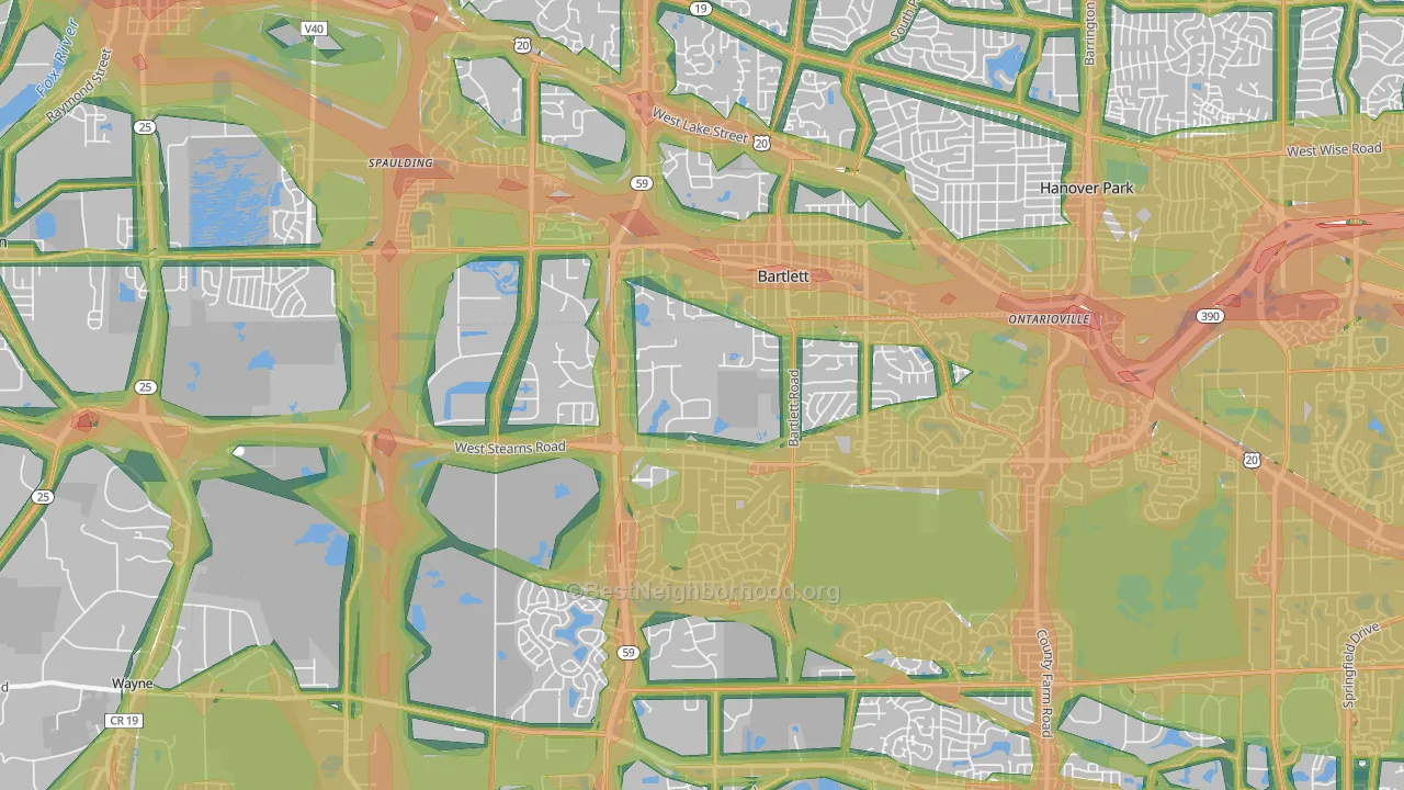 60103, IL Map of Noise Levels in 60103