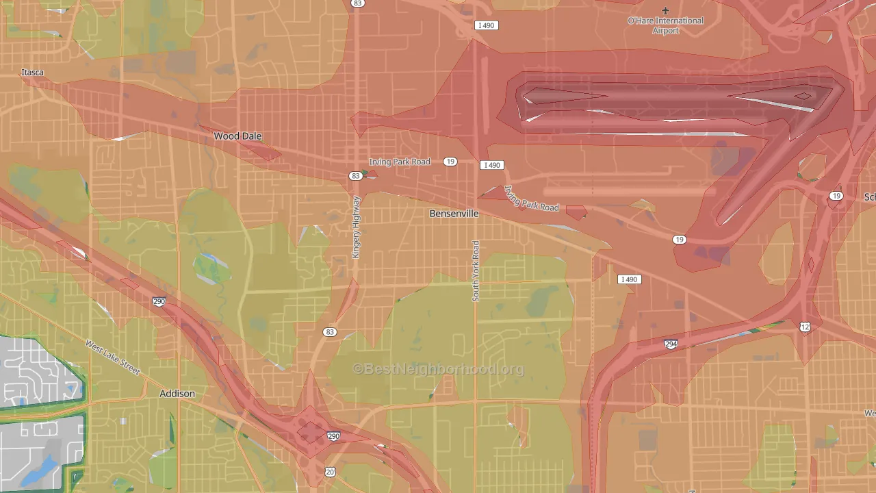 60106, IL Map of Noise Levels in 60106