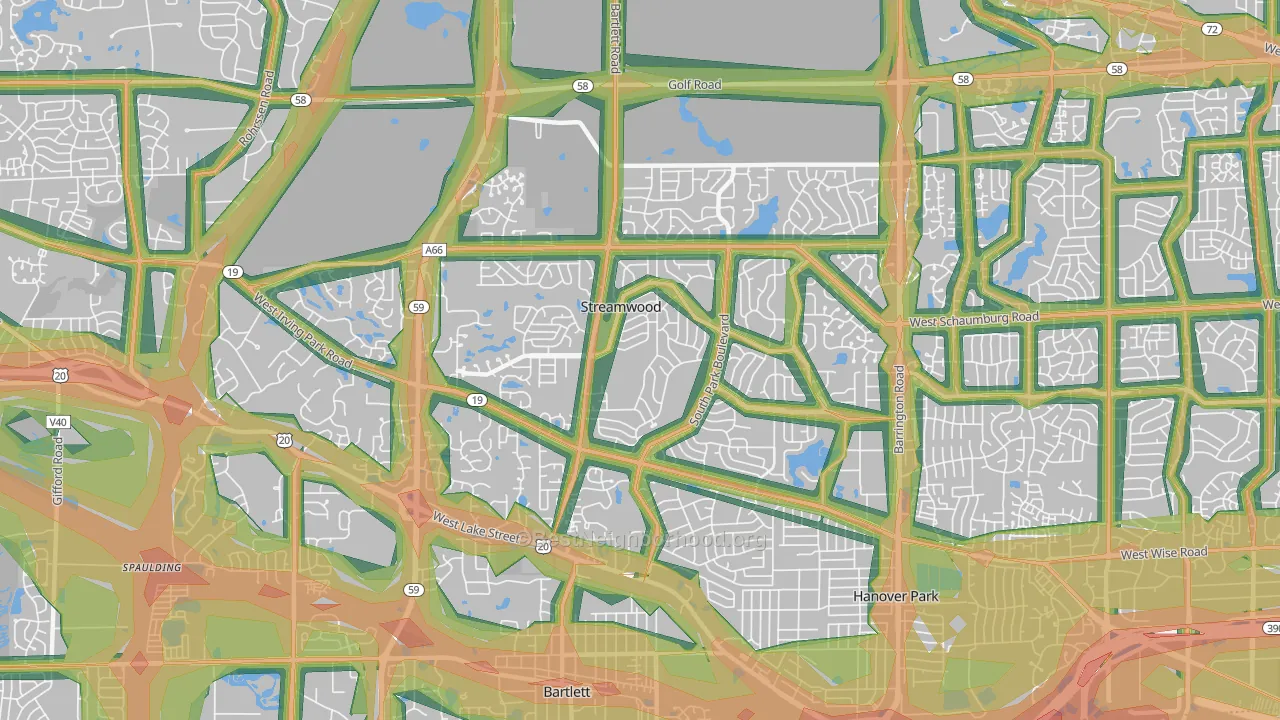 60107, IL Map of Noise Levels in 60107