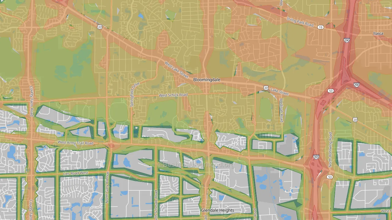 60108, IL Map of Noise Levels in 60108