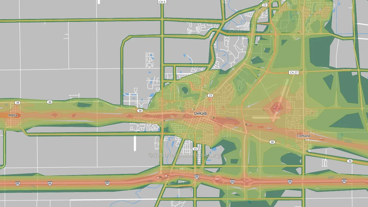 60115, IL Map of Noise Levels in 60115