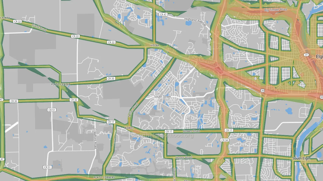 60124, IL Map of Noise Levels in 60124