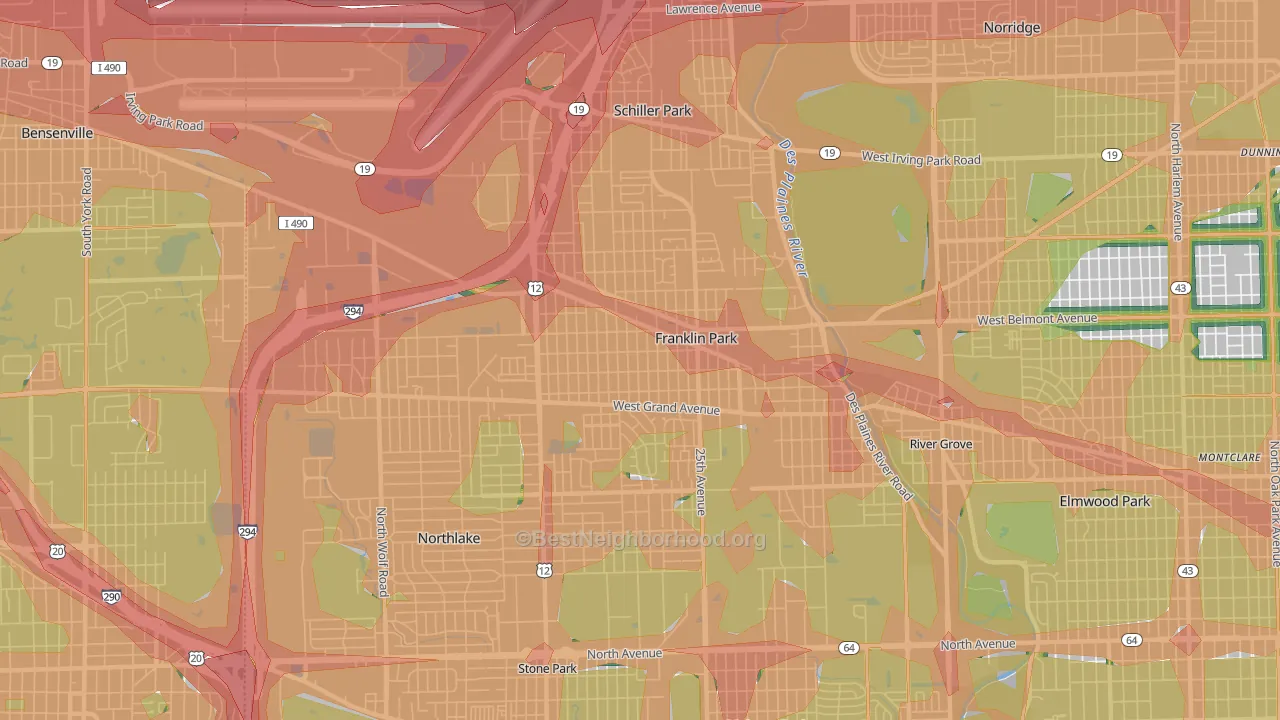 60131, IL Map of Noise Levels in 60131