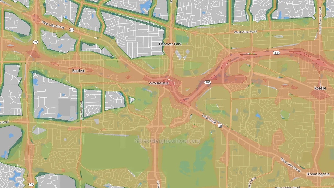 60133, IL Map of Noise Levels in 60133