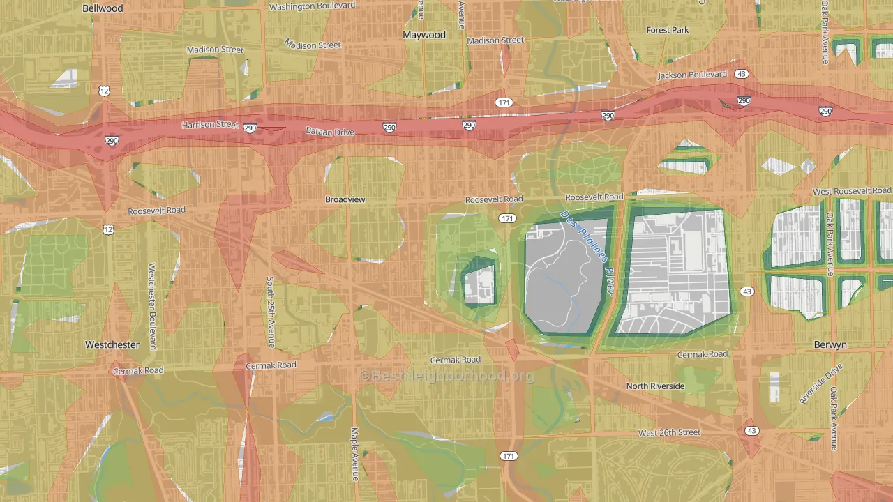 60141, IL Map of Noise Levels in 60141